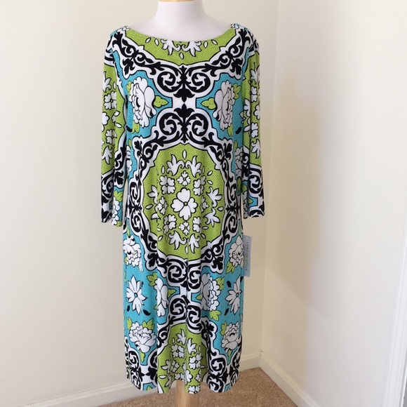 New! London style collection SZ 18 printed dress. - Picture 1 of 9